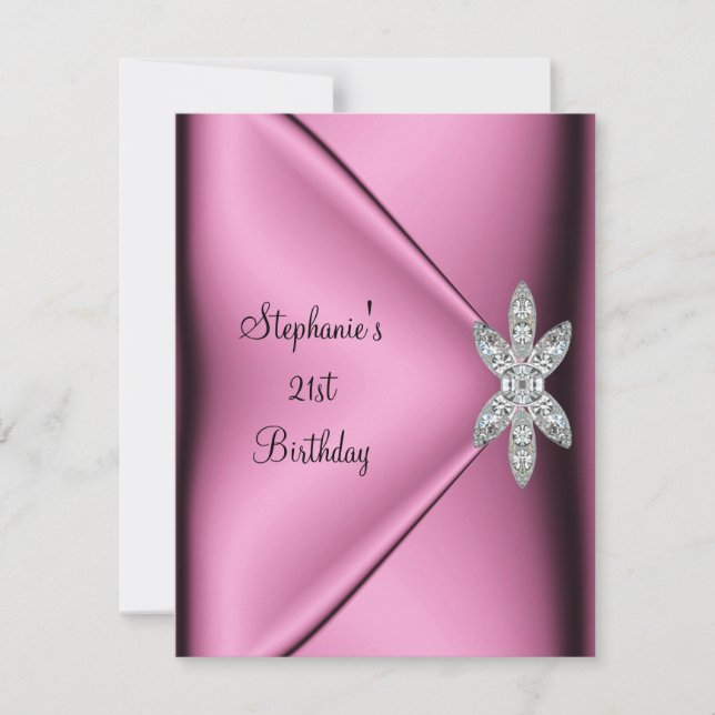 Invitación 21.ª Fiesta de cumpleaños Joya de Diamante de Seda (Anverso)