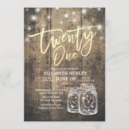Invitación 21.ª Fiesta de cumpleaños Mason Jars String Lights