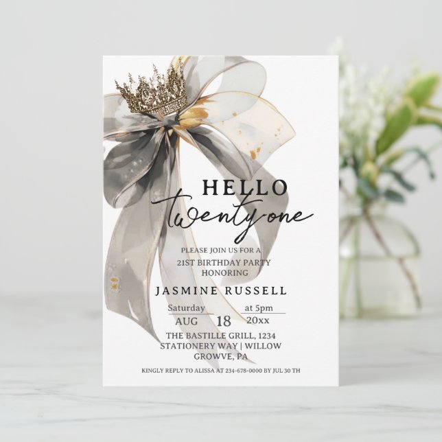 Invitación 21.ª Fiesta de Cumpleaños Mujeres (Anverso de pie)