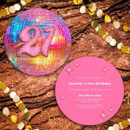 Invitación 21.ª Fiesta de cumpleaños Purpurina rosado dorado 