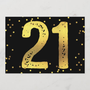 Invitación 21.ª Fiesta de cumpleaños Relieve metalizado dorad