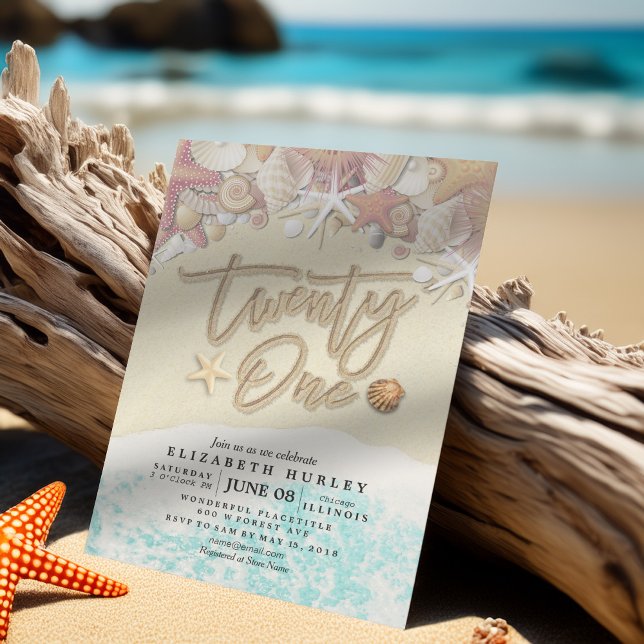 Invitación 21.ª Fiesta de Cumpleaños Summer Beach Starfish Se (Subido por el creador)