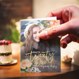 Invitación 21.ª Fiesta de cumpleaños Wood Floral String Light