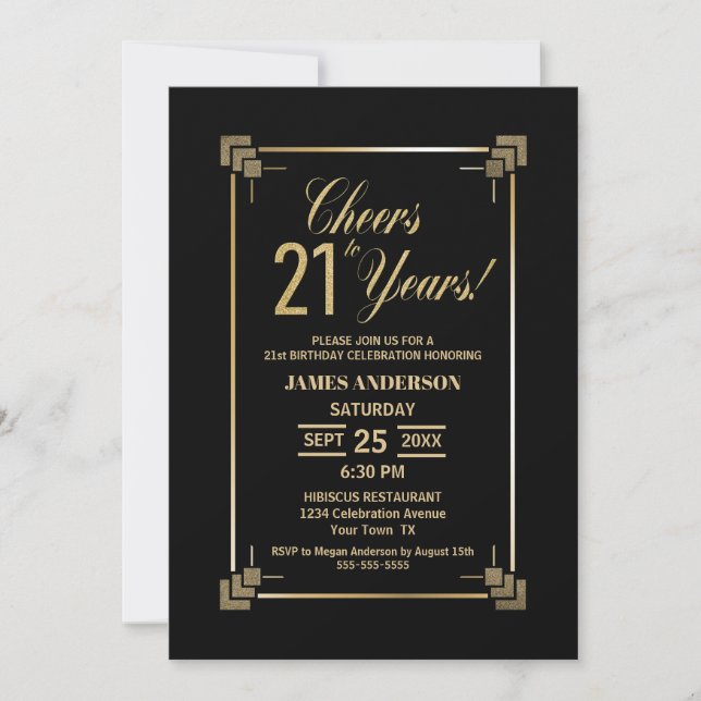 Invitación 21.ª Fiesta de oro y negro (Anverso)