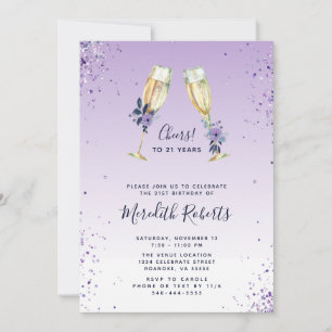 Invitación 21.ª Fiesta De Tostadas De Lavanda De Cumpleaños O