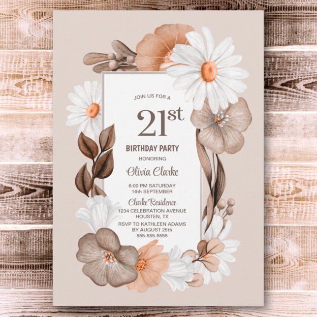 Invitación 21.ª Fiesta rústica de Boho Floral (Subido por el creador)
