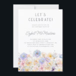 Invitación 21.ª floral acuática de primavera Fiesta de cumple<br><div class="desc">Una elegante acuarela floral de flores de época decora el borde inferior de esta invitación a la fiesta de 21 años. Las flores pastel son suaves y están decoradas con obras de arte moderno.</div>