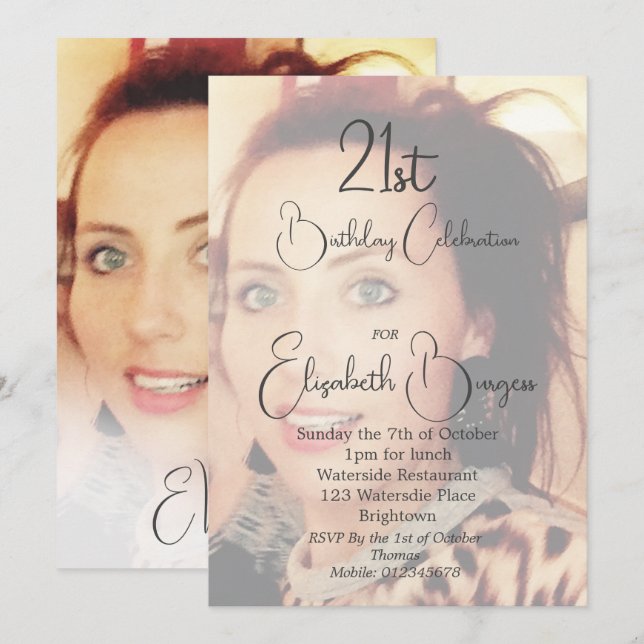 Invitación 21.ª Fotos Sencillas Elegantes (Anverso / Reverso)