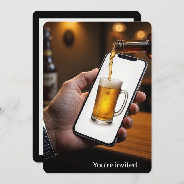 Invitación 21.ª jarra de cerveza Fiesta en un Smartphone (Anverso / Reverso)