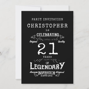 Invitación 21.ª Leyenda de Nacimiento Legendario Negro Añadir