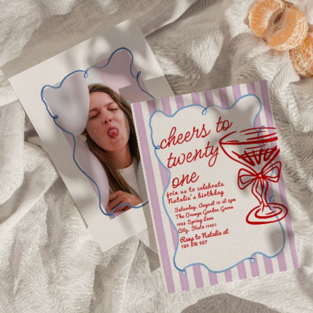 Invitación 21.ª Mano Roja Dibujó Una Foto De Vidrio De Champa (Subido por el creador)