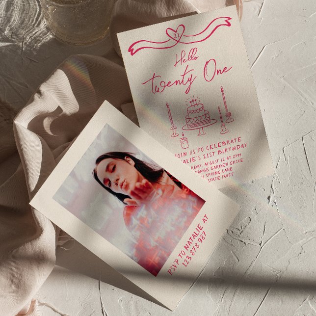 Invitación 21.ª Pastel de Doddle Hola Veintiún Fotos Cumpleañ (Subido por el creador)