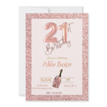 21.ª Purpurina Rosa Champange de cumpleaños