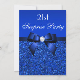 Invitación 21.ª sorpresa Cumpleaños Royal Blue Sequins y Bow