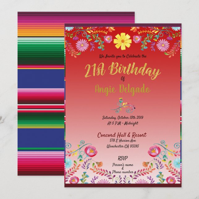Invitación 21.º cumpleaños (Anverso / Reverso)