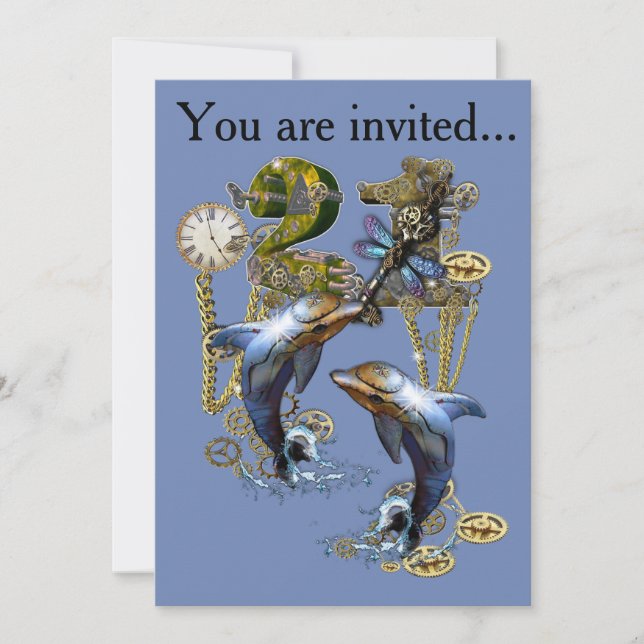 Invitación 21.º cumpleaños de Steampunk (Anverso)