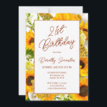 Invitación 21.º cumpleaños Floral de girasol moderno<br><div class="desc">Los girasoles luminosos y soleados son la flor perfecta para celebrar un cumpleaños especial. Este marco floral moderno y la tipografía minimalista son un soplo de aire fresco para su planificación fiesta. Este artículo forma parte de la colección Sunflower y Wildflower. Contiene plantillas de DIY que puede utilizar para crear...</div>
