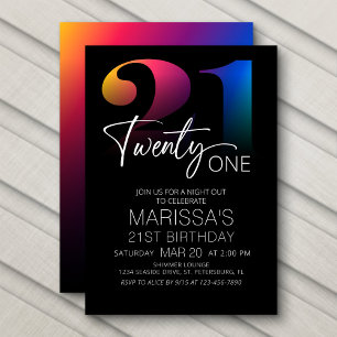 Invitación 21.º cumpleaños moderno