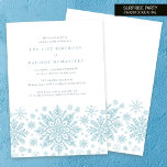 Invitación 21.ᵉʳ Fiesta sorpresa de cumpleaños con copo de ni<br><div class="desc">Los copos de nieve con acuarela azul muy elegantes crean un borde de bonito al final de esta invitación de cumpleaños para adultos. El diseño moderno y minimalista tiene un aire abierto y ventilado. La estética contemporánea atraerá a personas de todas las edades.</div>
