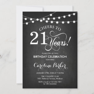 Invitación 21 Aniversario - Blanco Negro de pizarra