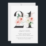 Invitación 21 Aniversario de la vegetación de oro de los Rosa<br><div class="desc">21º cumpleaños Invitación a la vegetación Rosa floral moderna con flores rosadas acuáticas y acentos dorados subió con vegetación.</div>