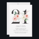 Invitación 21 Aniversario de la vegetación de oro de los Rosa<br><div class="desc">21º cumpleaños Invitación a la vegetación Rosa floral moderna con flores rosadas acuáticas y acentos dorados subió con vegetación.</div>