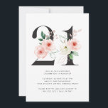 Invitación 21 Aniversario de la vegetación de oro de los Rosa<br><div class="desc">21º cumpleaños Invitación a la vegetación Rosa floral moderna con flores rosadas acuáticas y acentos dorados subió con vegetación.</div>
