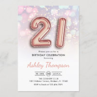 21 Aniversario - Lámparas rosadas de globos de oro