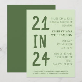 Invitación 21 Aniversario moderno de 21 en fiesta de cumpleañ