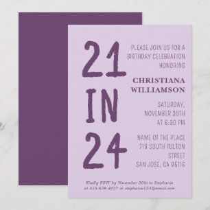 Invitación 21 Aniversario moderno de 21 en fiesta de cumpleañ