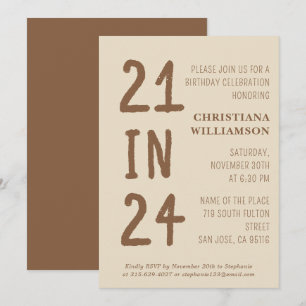 Invitación 21 Aniversario moderno de 21 en fiesta de cumpleañ