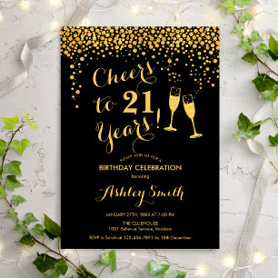 Invitación 21 Aniversario - Saludos A 21 Años Negro De Oro