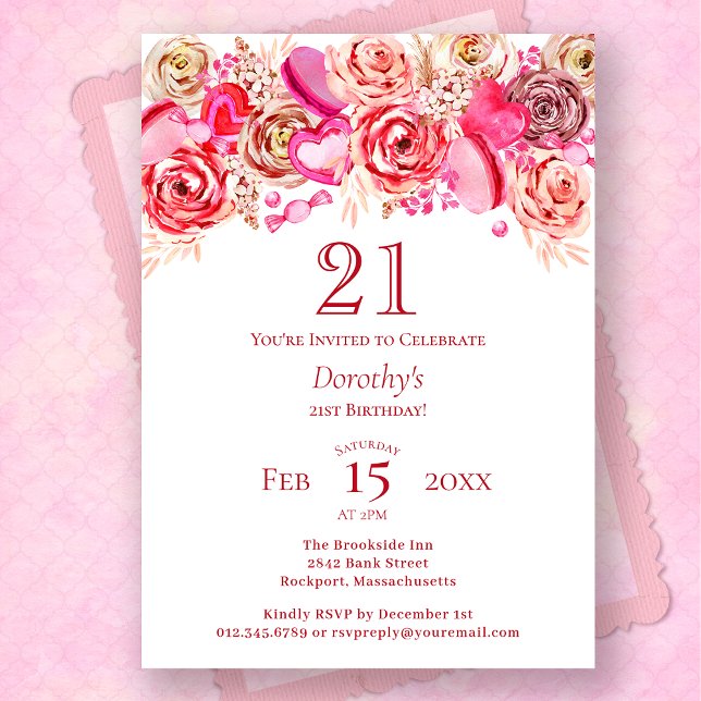 Invitación 21 Aniversario San Valentín Corazón Raro Rosa (Subido por el creador)