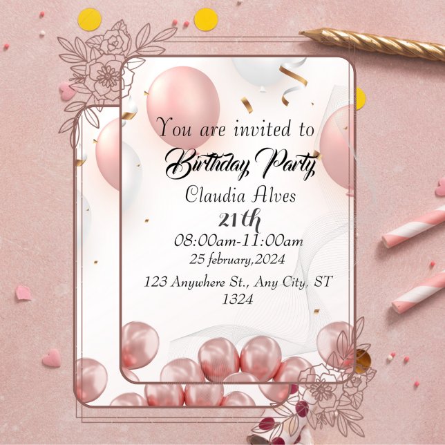 Invitación 21 años negro de oro leopardo patrón confetti (Subido por el creador)