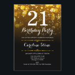 Invitación 21° cumpleaños - Oro blanco negro<br><div class="desc">Invitación al cumpleaños 21. CUALQUIER EDAD Elegante diseño blanco negro con falsas luces purpurinas de oro. Cumpleaños de adultos. Incluye diamantes y tipos de letra de script. Invitación de cumpleaños de hombres o mujeres. Perfecto para una elegante fiesta de cumpleaños. Mándame un mensaje si necesitas más personalización.</div>