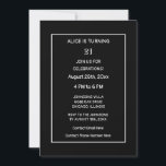 Invitación 21° cumpleaños Personalizado Minimalista blanco y<br><div class="desc">Impreso con elegante y elegante fondo blanco negro y plantillas de texto personalizadas que puede editar y personalizar! También puedes cambiar de color y de edad si lo deseas.</div>