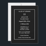 Invitación 21° cumpleaños Personalizado Minimalista blanco y<br><div class="desc">Impreso con elegante y elegante fondo blanco negro y plantillas de texto personalizadas que puede editar y personalizar! También puedes cambiar de color y de edad si lo deseas.</div>