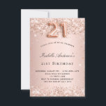 Invitación 21 cumpleaños rosa purpurina dorado<br><div class="desc">Para un elegante fiesta de 21 años. Fondo subió de gradiente dorado. Decorado con rosa de oro falso polvo purpurina. Personalice y agregue un nombre y detalles del fiesta. El nombre se escribe con un guión de estilo con letras a mano. El número 21 se escribe con un tipo de...</div>