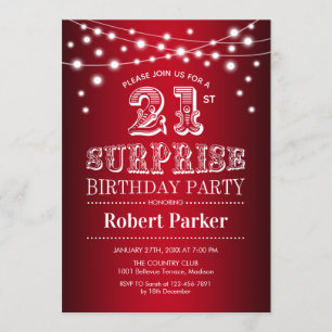 Invitación 21° cumpleaños sorpresa - Blanco rojo negro