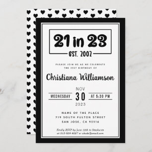 Invitación 21 de cumpleaños en 23 cumpleaños