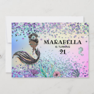Invitación *~* 21 Fiesta de cumpleaños de la sirena arcoiris 