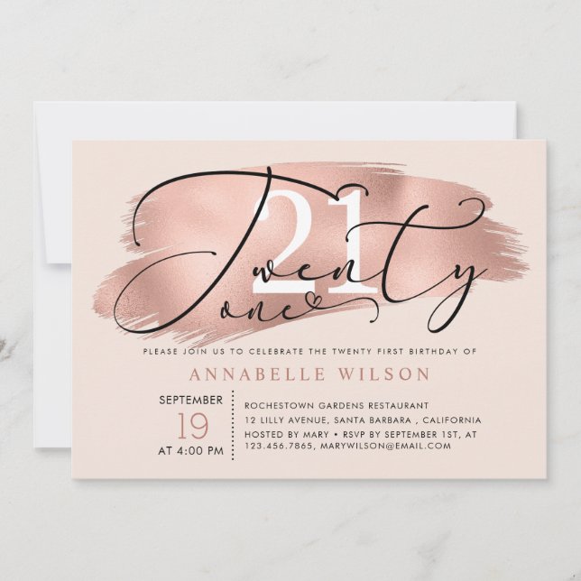 Invitación 21 Fiesta Rosa Oro y Foto Rosa (Anverso)