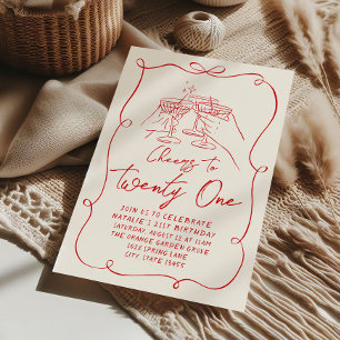 Invitación 21 Mano Trae Saludos A Veinte Y Un Cumpleaños