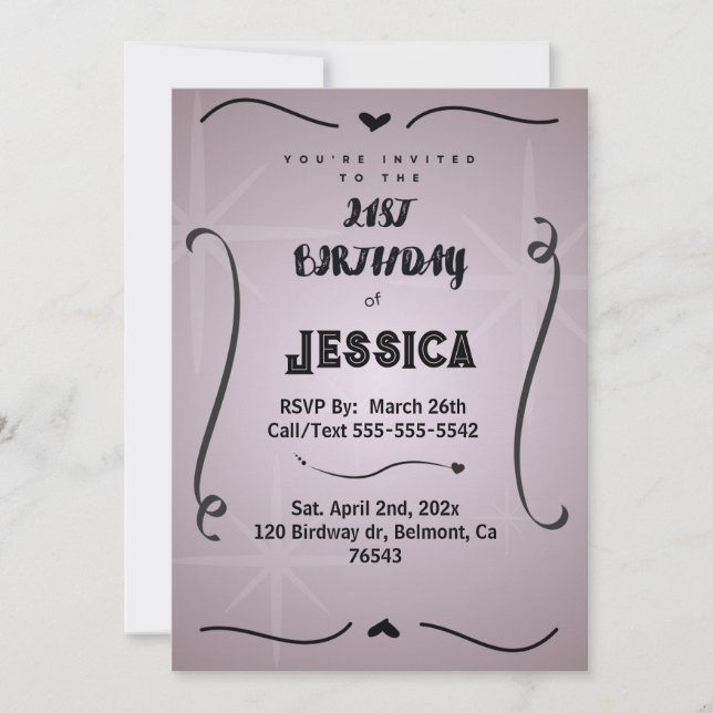 Invitación 21 st Birthday Personalized Digital (Anverso)