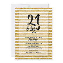 21 y cumpleaños de Purpurina legal de oro Stripes