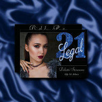 21 y legal | Blue Faux Purpurina Photo Keepsake