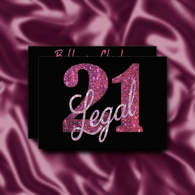 Invitación 21 y legal | Fun Pink Faux Purpurina 21 cumpleaños (Subido por el creador)