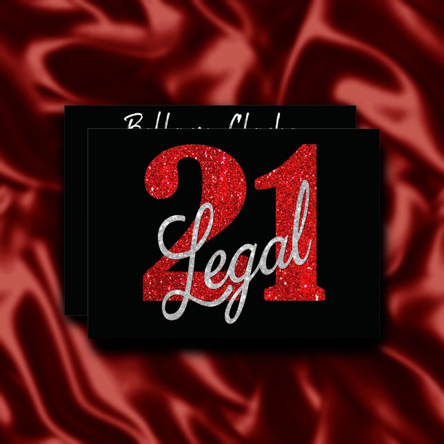 Invitación 21 y legal | Red Faux Purpurina 21º cumpleaños (Subido por el creador)