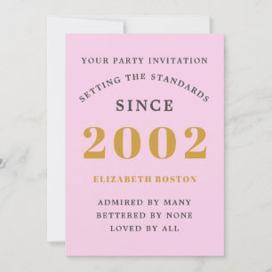 Invitación 21er cumpleaños 2002 Gris rosado Añadir nombre año