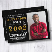 21er cumpleaños Nacido 2002 Black Gold Retro Photo